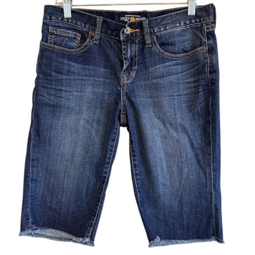 Lucky Brand Women's Abbey Bermuda Raw Hem Cutoff Jean Shorts 6/28 Inseam 13"
